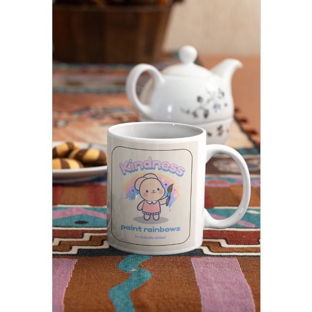 Cute Kawaii Kindness Paints Rainbows Mugg (Skapare uppladdad)