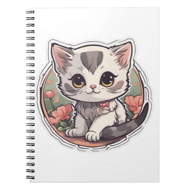 Cute Kawaii Kitten Anteckningsbok (Framsidan)