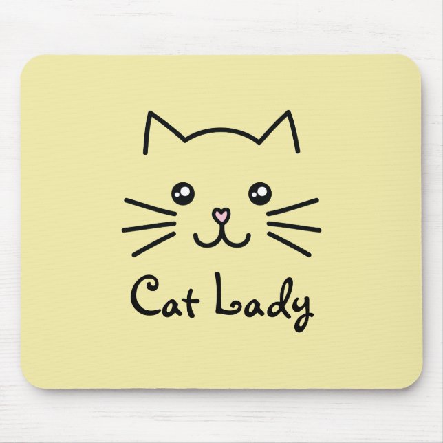 Cute Kawaii Kitten Cat Ansikte Cat Lover minimalis Musmatta (Framsidan)