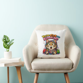 Cute Kawaii Kitten Cat Throw Pillow Kudde