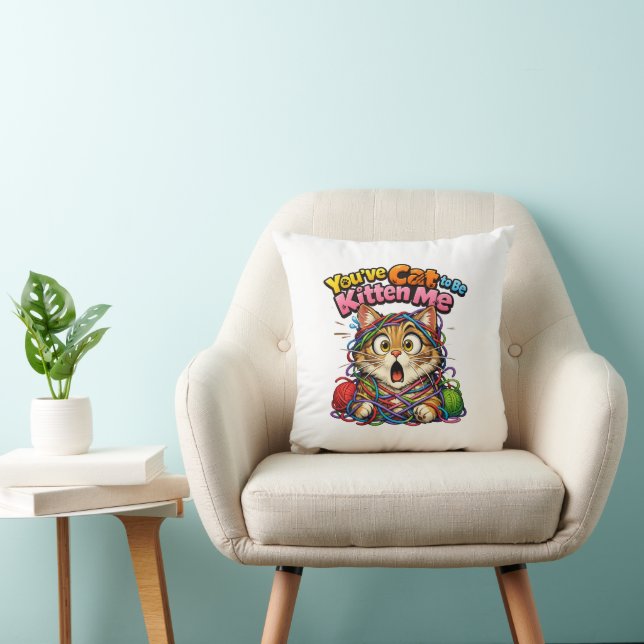 Cute Kawaii Kitten Cat Throw Pillow Kudde (Stol)