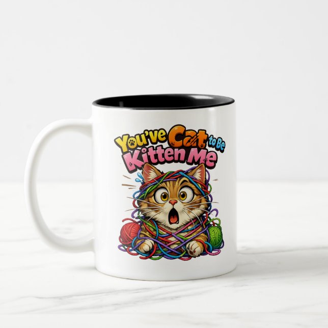 Cute Kawaii Kitten Cat Two-Tone Mug Två-Tonad Mugg (Vänster)