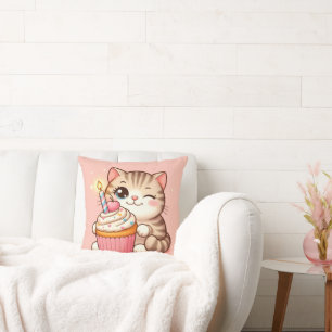 Cute Kawaii kitten med Cupkaka Kudde