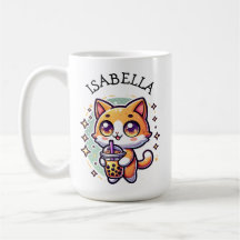 Cute Kawaii Kitten med Personligen Bubble Tea