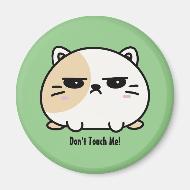 Cute Kawaii Knubbig Arg Mochi Cat Magnet (Framsidan)