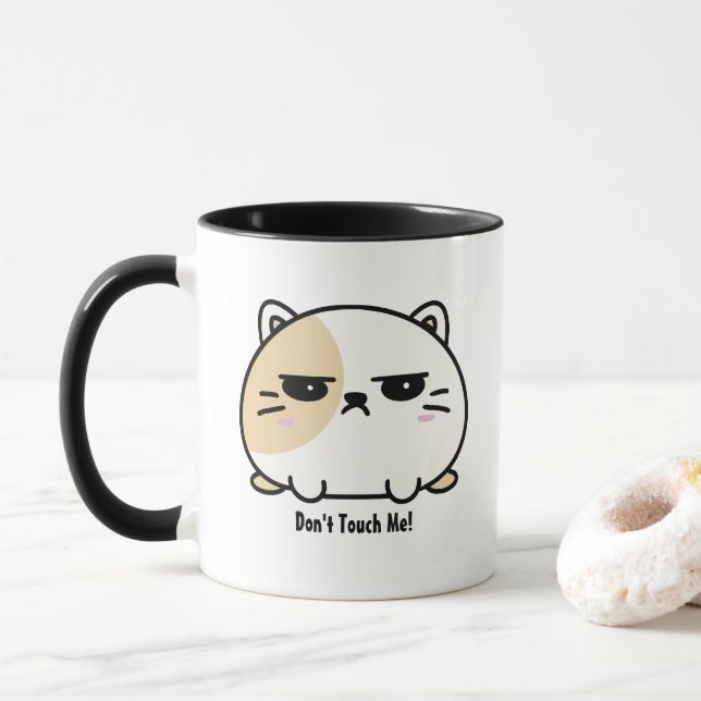 Cute Kawaii Knubbig Arg Mochi Cat Mugg (Med munk)