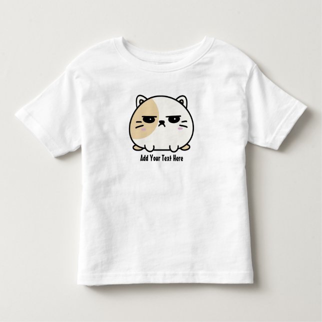 Cute Kawaii Knubbig Arg Mochi Cat T Shirt (Framsida)