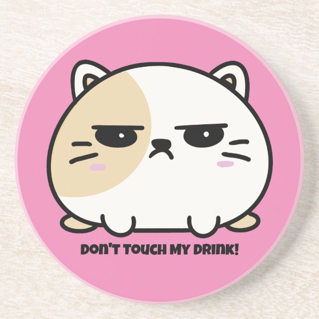 Cute Kawaii Knubbig Arg Mochi Cat Underlägg (Framsidan)