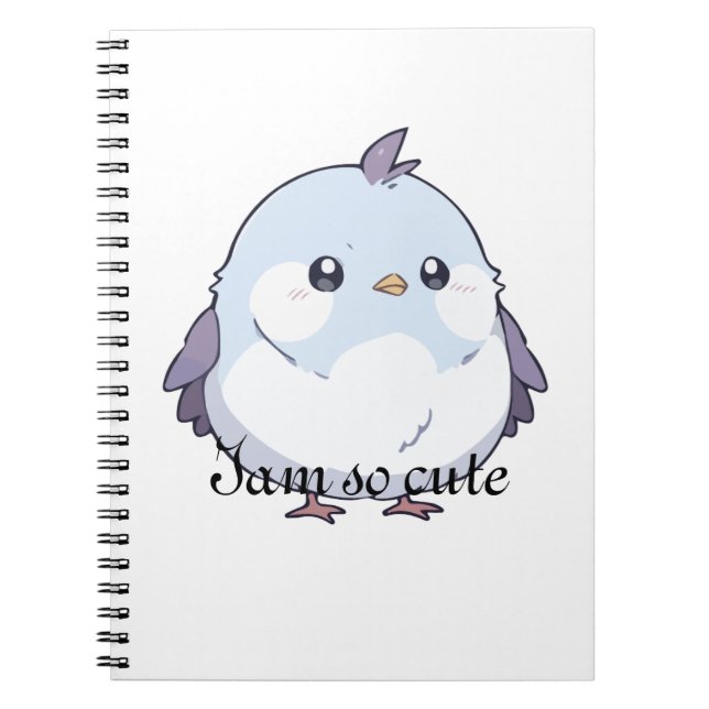 Cute Kawaii Knubbig Bird Tecknad - Aduly Pastel Anteckningsbok (Framsidan)