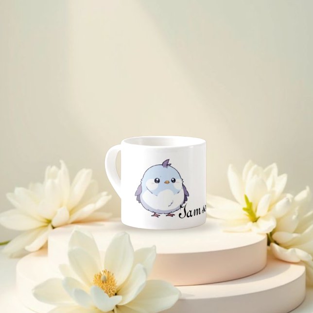 Cute Kawaii Knubbig Bird Tecknad - Aduly Pastel Espressomugg (Skapare uppladdad)