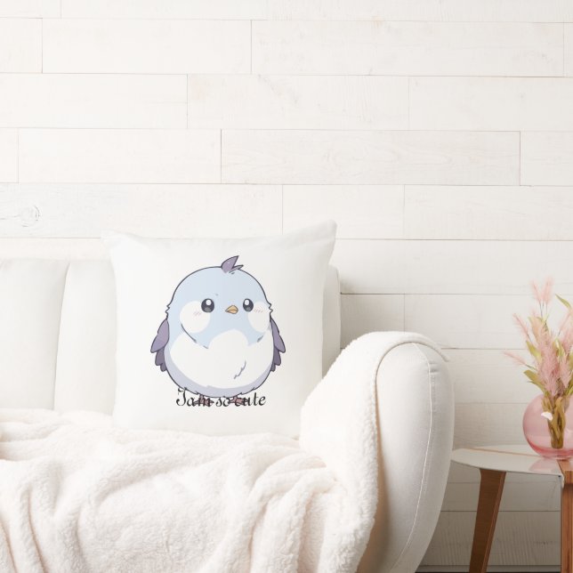 Cute Kawaii Knubbig Bird Tecknad - Aduly Pastel Kudde (Soffa)
