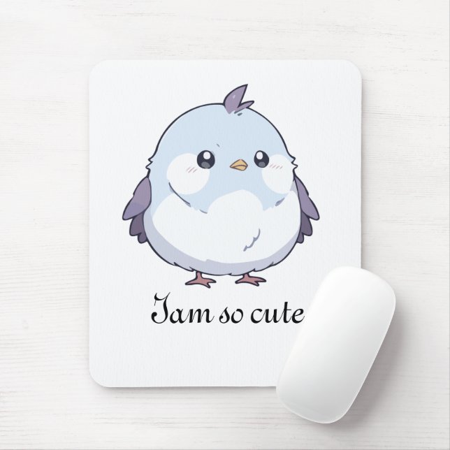 Cute Kawaii Knubbig Bird Tecknad - Aduly Pastel Musmatta (Med mus)