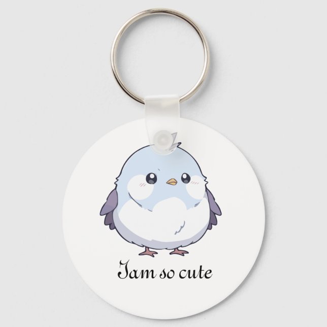 Cute Kawaii Knubbig Bird Tecknad - Aduly Pastel Nyckelring (Framsida)