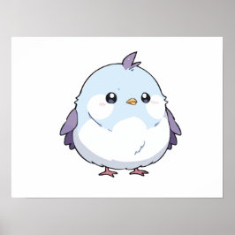 Cute Kawaii Knubbig Bird Tecknad - Aduly Pastel Poster