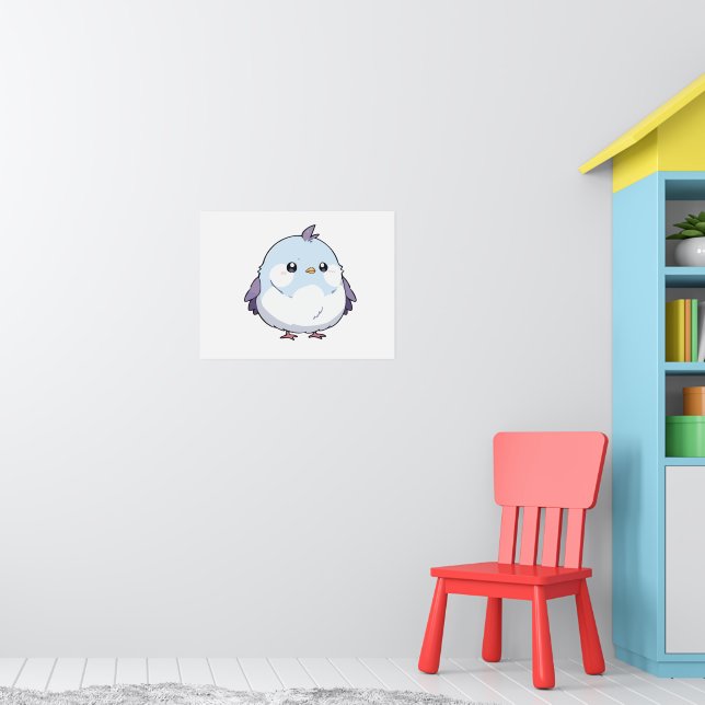 Cute Kawaii Knubbig Bird Tecknad - Aduly Pastel Poster (Barnkammare 1)