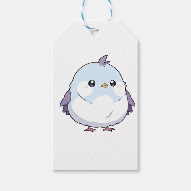 Cute Kawaii Knubbig Bird Tecknad - Aduly Pastel Presentetikett (Framsidan)