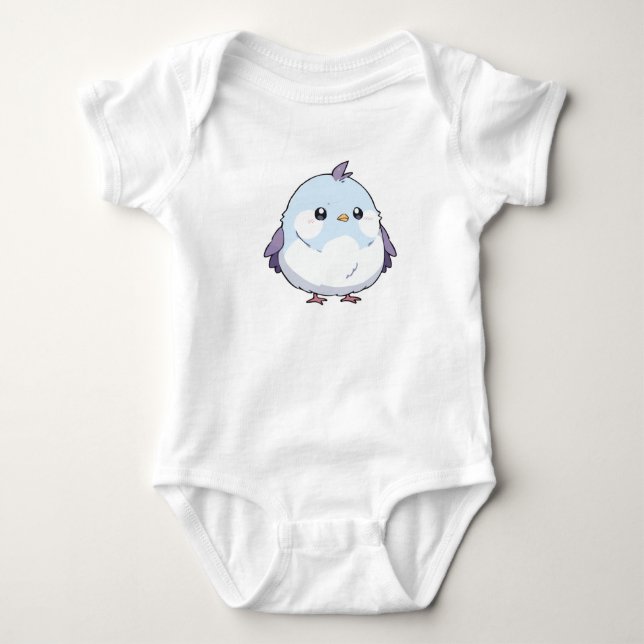 Cute Kawaii Knubbig Bird Tecknad - Aduly Pastel T Shirt (Framsida)