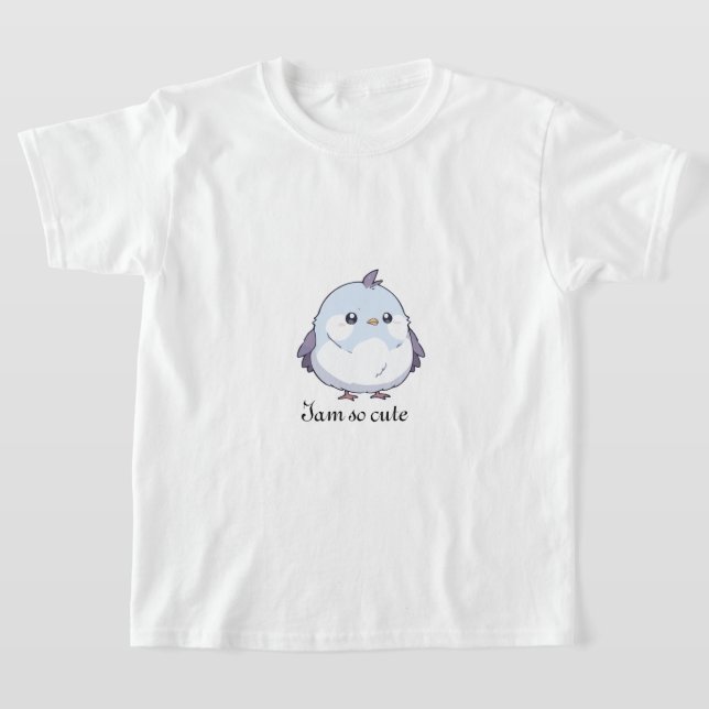 Cute Kawaii Knubbig Bird Tecknad - Aduly Pastel T Shirt (Laydown)