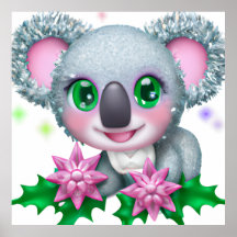 Cute Kawaii Koala Bear med Flowers