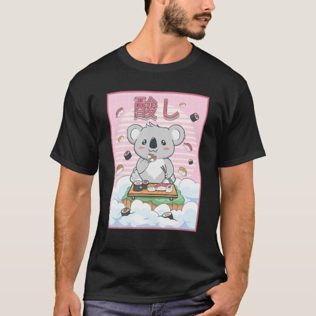 Cute Kawaii Koala Bear Sushi T Shirt (Framsida)