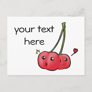 Cute kawaii-körsbärsbevis för din text vykort