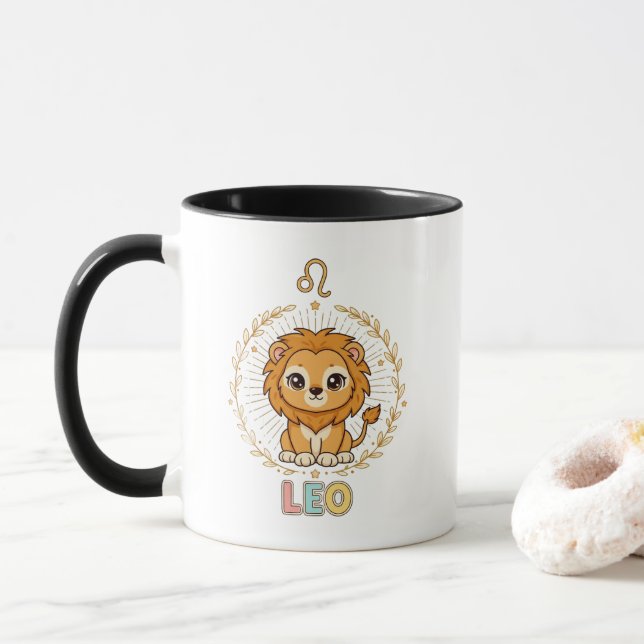 Cute Kawaii Leo Zodiac Sign Mugg (Med munk)