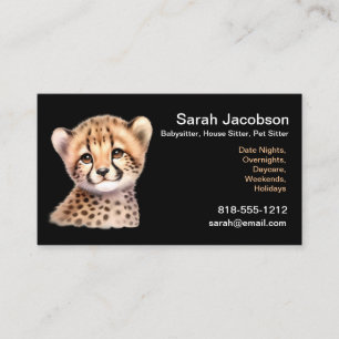 Cute Kawaii Leopard Babyvvakt House Sitter Pet Visitkort