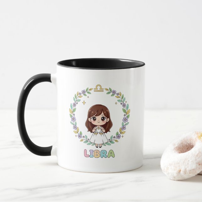 Cute Kawaii Libra Zodiac Sign Mugg (Med munk)