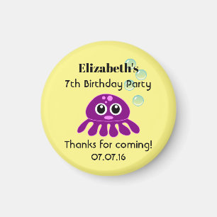 Cute Kawaii Lila Jellyfish Birthday Tack Magnet