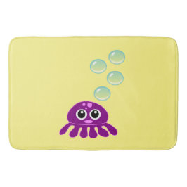 Cute Kawaii Lila Jellyfish with Blue Bubbles Badrumsmatta