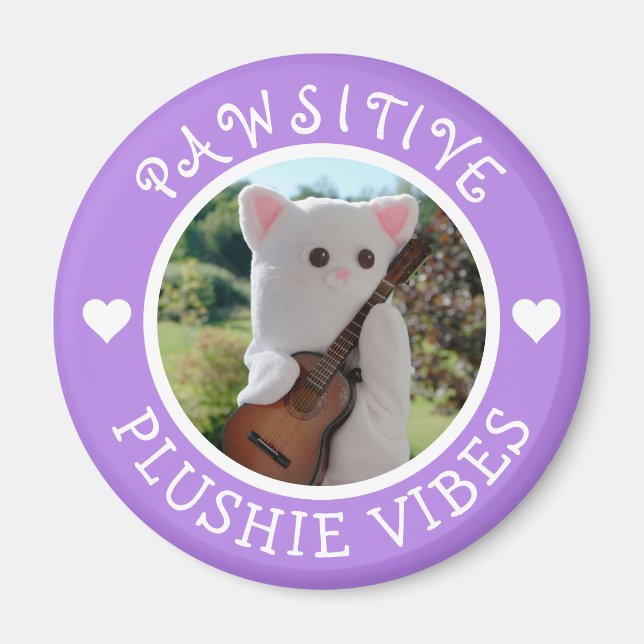 Cute Kawaii Lila Pawsitive Plushie Vibes Photo Magnet (Framsidan)