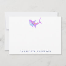 Cute Kawaii Lila Shark Personlig Stationery