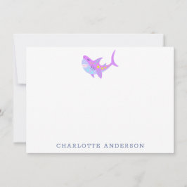 Cute Kawaii Lila Shark Personlig Stationery Anteckningskort