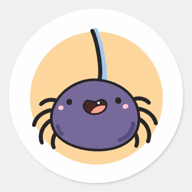 Cute Kawaii Lila Spider Runt Klistermärke (Framsida)