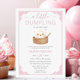 Cute Kawaii Little Dumpling Bao Rosa Baby Shower Inbjudningar