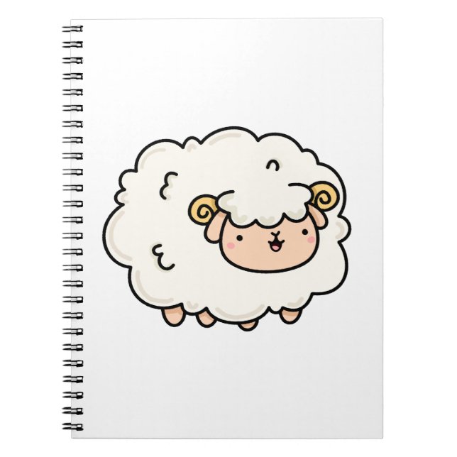 Cute Kawaii Little Lamb Anteckningsbok (Framsidan)