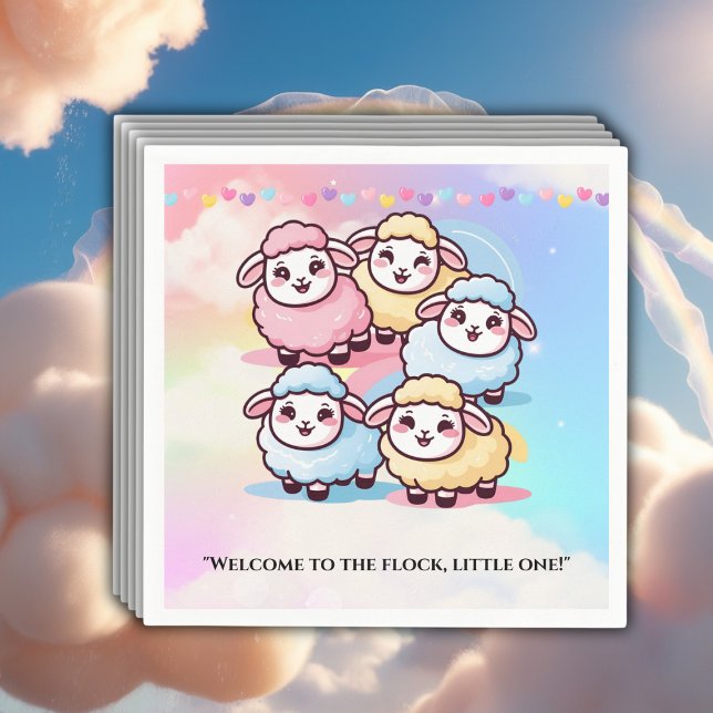 Cute Kawaii Little Lamb Baby Shower Pappersservett (Skapare uppladdad)