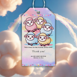 Cute Kawaii Little Lamb Baby Shower Presentetikett