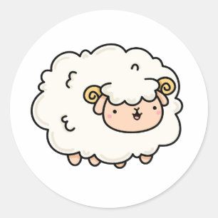 Cute Kawaii Little Lamb Runt Klistermärke