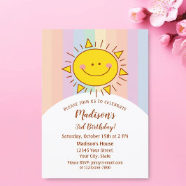 Cute Kawaii Little Rainbow Sunshine Barns födelsed Inbjudningar