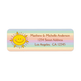 Cute Kawaii Little Rainbow Sunshine Doodle Returadress Etikett