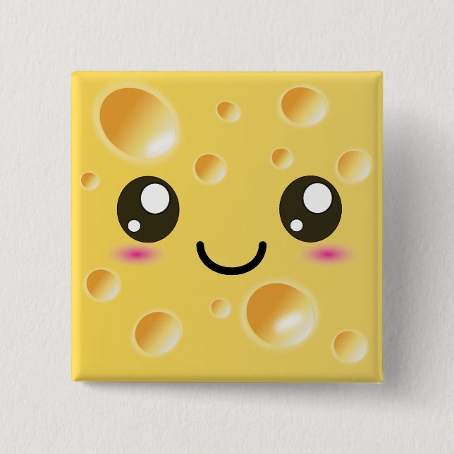 Cute Kawaii Lycklig Cheese Knapp (Framsida)