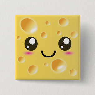 Cute Kawaii Lycklig Cheese Knapp