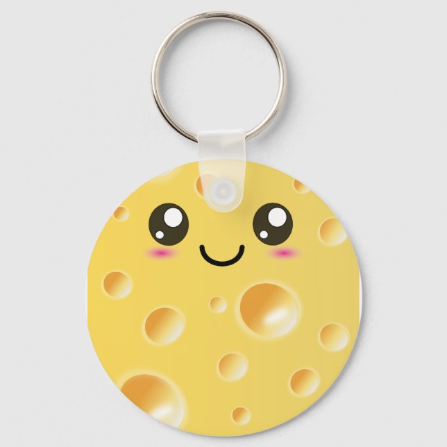Cute Kawaii Lycklig Cheese Nyckelring (Framsida)