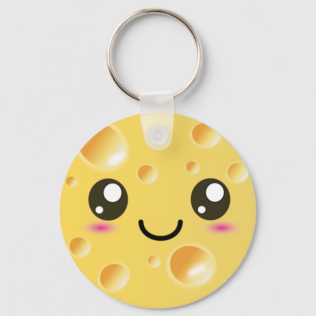 Cute Kawaii Lycklig Cheese Nyckelring (Framsida)