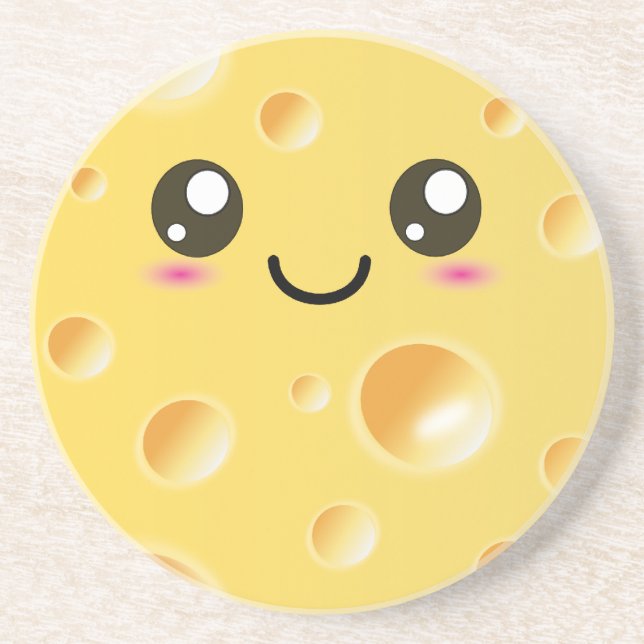 Cute Kawaii Lycklig Cheese Underlägg (Framsidan)