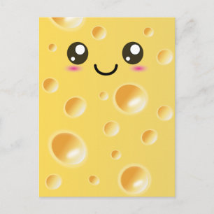 Cute Kawaii Lycklig Cheese Vykort