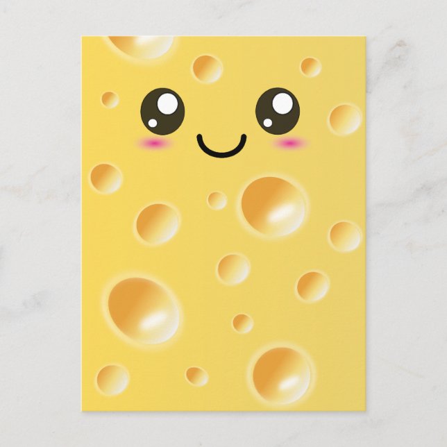 Cute Kawaii Lycklig Cheese Vykort (Framsida)