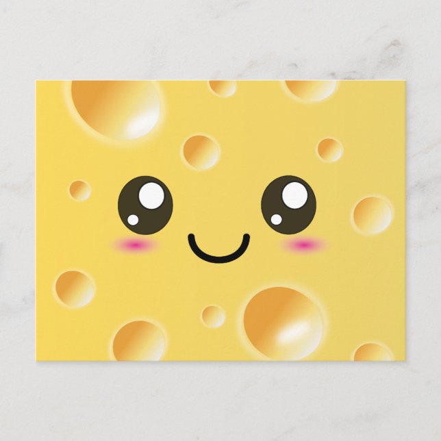 Cute Kawaii Lycklig Cheese Vykort (Framsida)