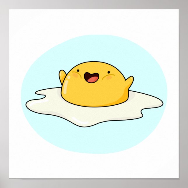 Cute Kawaii Lycklig Egg Yolk Poster (Framsidan)